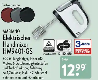 Aldi Nord Ambiano Elektrischer Handmixer HM9401-GS Angebot