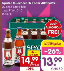 Netto Getränke Discount Spaten Münchner Hell oder Alkoholfrei Angebot