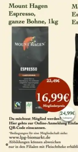 LPG Biomarkt Mount Hagen Espresso, ganze Bohne Angebot