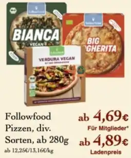 LPG Biomarkt Followfood Pizzen, div. Sorten Angebot