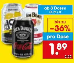 Netto Marken-Discount Ready to Drink Jack Daniels oder Jim Beam Angebot