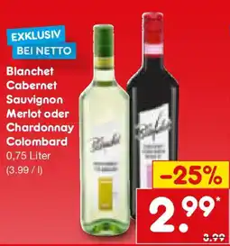 Netto Marken-Discount Blanchet Cabernet Sauvignon Merlot oder Chardonnay Colombard Angebot