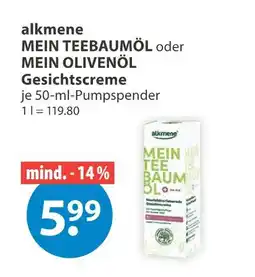 V Markt Alkmene mein teebaumöl oder mein olivenöl gesichtscreme Angebot