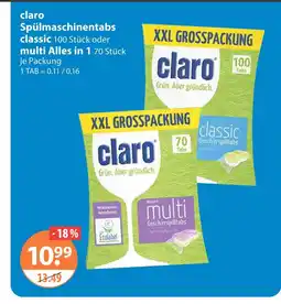 V Markt Claro spülmaschinentabs classic Angebot