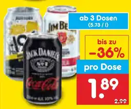 Netto Marken-Discount Jack daniel's oder jim beam ready to drink Angebot