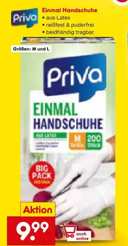 Netto Marken-Discount Priva einmal handschuhe m Angebot
