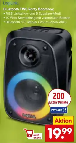 Netto Marken-Discount LogiLink. Bluetooth TWS Party Boombox Angebot