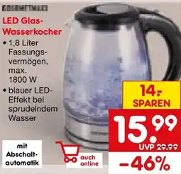 Netto Marken-Discount Gourmetmaxx LED Glas Wasserkocher Angebot