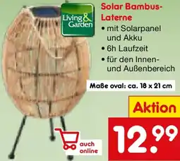 Netto Marken-Discount Living & Garden Solar Bambus Laterne Angebot