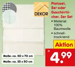 Netto Marken-Discount DEKOR Platzset 2er oder Geschirrtücher, 3er Set Angebot