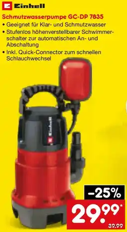 Netto Marken-Discount Einhell Schmutzwasserpumpe GC-DP 7835 Angebot