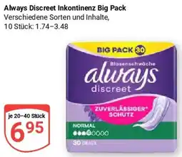 Globus Always Discreet Inkontinenz Big Pack Angebot
