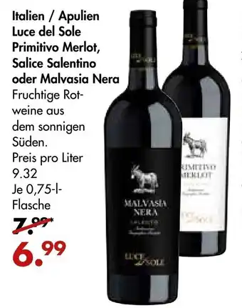 Galeria Markthalle Italien / Apulien Luce del Sole Primitivo Merlot, Salice Salentino oder Malvasia Nera Angebot