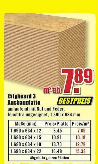 B1 Discount Baumarkt Cityboard 3 Ausbauplatte Angebot