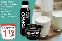 Globus Danone YoPro Joghurt oder Drink Angebot