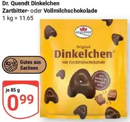 Globus Dr. Quendt Dinkelchen Zartbitter- oder Vollmilchschokolade Angebot