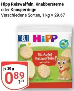 Globus Hipp Reiswaffeln, Knabbersterne oder Knusperringe Angebot