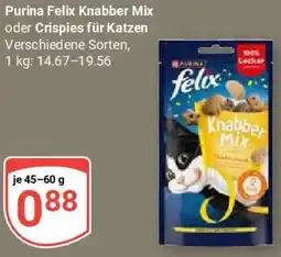 Globus Purina Felix Knabber Mix oder Crispies für Katzen Angebot
