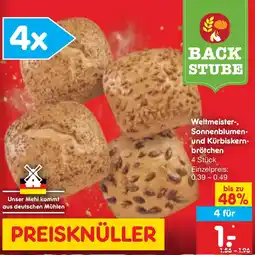 Netto Marken-Discount Back Stube Weltmeister, Sonnenblumen und Kürbiskernbrötchen Angebot