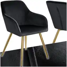 Netto Marken-Discount tectake Esszimmerstuhl, gepolstert, in Samtoptik, goldene Stahlbeine, 58 x 62 x 82 cm Angebot