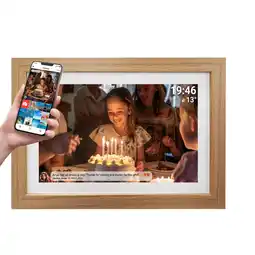 Netto Marken-Discount Denver PFF-1543 WiFi Bilderrahmen –15,6 IPS, Frameo, Holz hellbraun Angebot