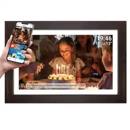 Netto Marken-Discount Denver PFF-1543 WiFi Bilderrahmen –15,6 IPS, Frameo, Holz dunkelbraun Angebot