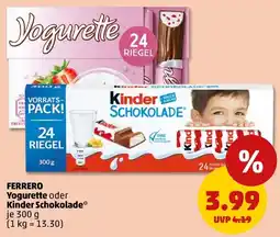 PENNY FERRERO Yogurette oder Kinder Schokolade Angebot