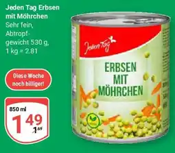 Globus Jeden Tag Erbsen mit Möhrchen Angebot