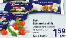 Selgros Zott Zottarella Minis Classic oder Basilikum Angebot