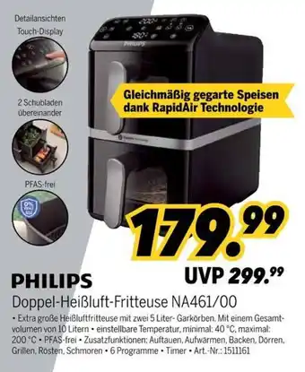 MEDIMAX PHILIPS Doppel-Heißluft-Fritteuse NA461/00 Angebot