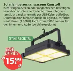 V Markt Solarlampe aus schwarzem Kunststoff Angebot