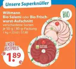 V Markt Wiltmann Bio Salami oder Bio Frischwurst-Aufschnitt Angebot