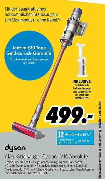 MEDIMAX Dyson Akku-stielsauger Cyclone V10 Absolute Angebot