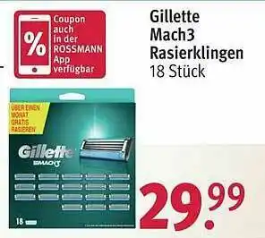 Rossmann Gilette Mach3 Rasierklingen Angebot