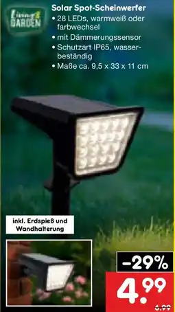 Netto Marken-Discount Living & GARDEN Solar Spot-Scheinwerfer Angebot