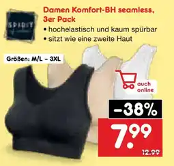 Netto Marken-Discount SPIRIT Damen Komfort-BH seamless, 3er Pack Angebot