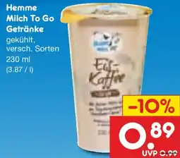 Netto Marken-Discount Hemme Milch To Go Getränke Angebot
