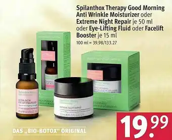 Rossmann Spilanthox Therapy Good Morning Anti Wrinkle Moisturizer Oder Extreme Night Repair Oder Eye-lifting Fluid Oder Facelift Boost Angebot