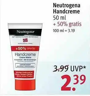 Rossmann Neutrogena Handcreme Angebot