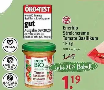 Rossmann Enerbio Streichcreme Tomate Basilikum Angebot