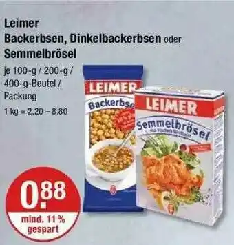 V Markt Leimer Backerbsen, Dinkelbackerbsen Oder Semmelbrösel Angebot