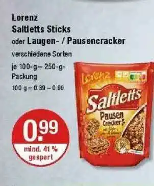 V Markt Lorenz Saltletts Sticks Oder Laugen- Oder Pausencracker Angebot