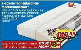 Poco 7 Zonen Tonnentachen Federkernmatratze Angebot