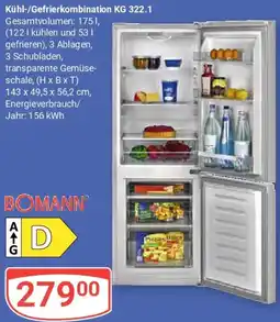 Globus Bomann Kühl-/Gefrierkombination KG 322.1 Angebot