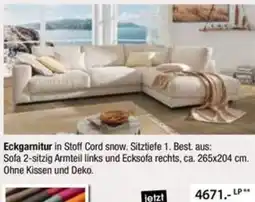 Zurbrüggen Eckgarnitur in Stoff Cord snow Angebot