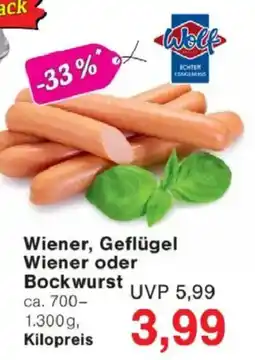 Jawoll Wolf Wiener, Geflügel Wiener oder Bockwurst Angebot