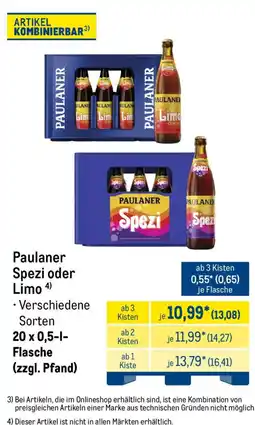 METRO Paulaner Spezi oder Limo Angebot