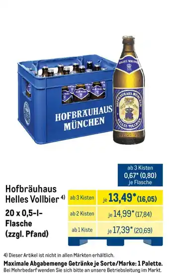 METRO Hofbräuhaus Helles Vollbier Angebot