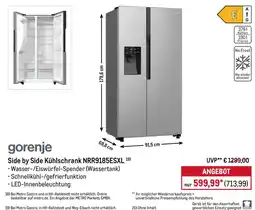 METRO gorenje Side by Side Kühlschrank NRR9185ESXL Angebot
