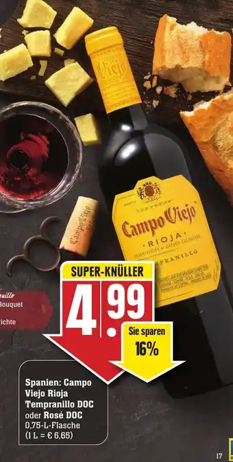 Edeka Neukauf Spanien: Campo Viejo Rioja Tempranillo DOC oder Rosé DOC 0,75L Angebot